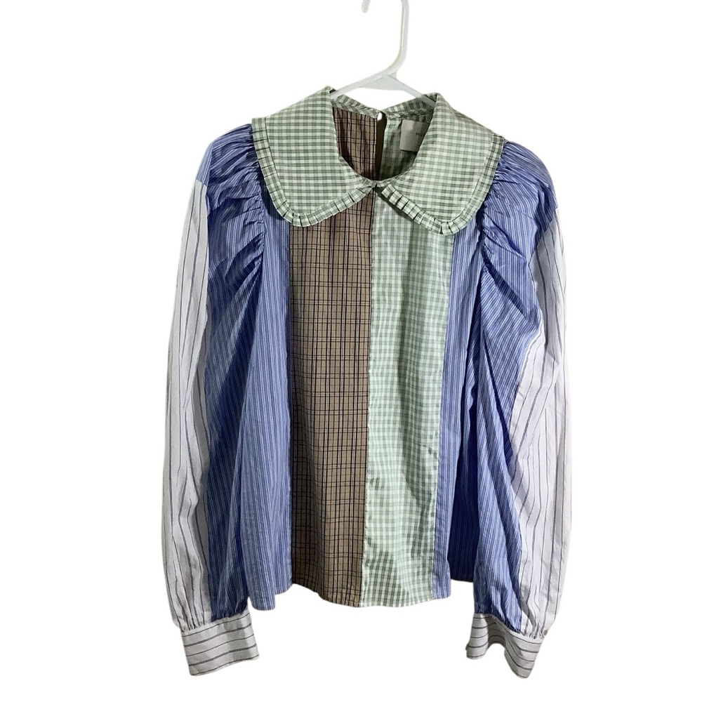 Munthe Robert Shirt Multicolor Patchwork Long Sle… - image 1